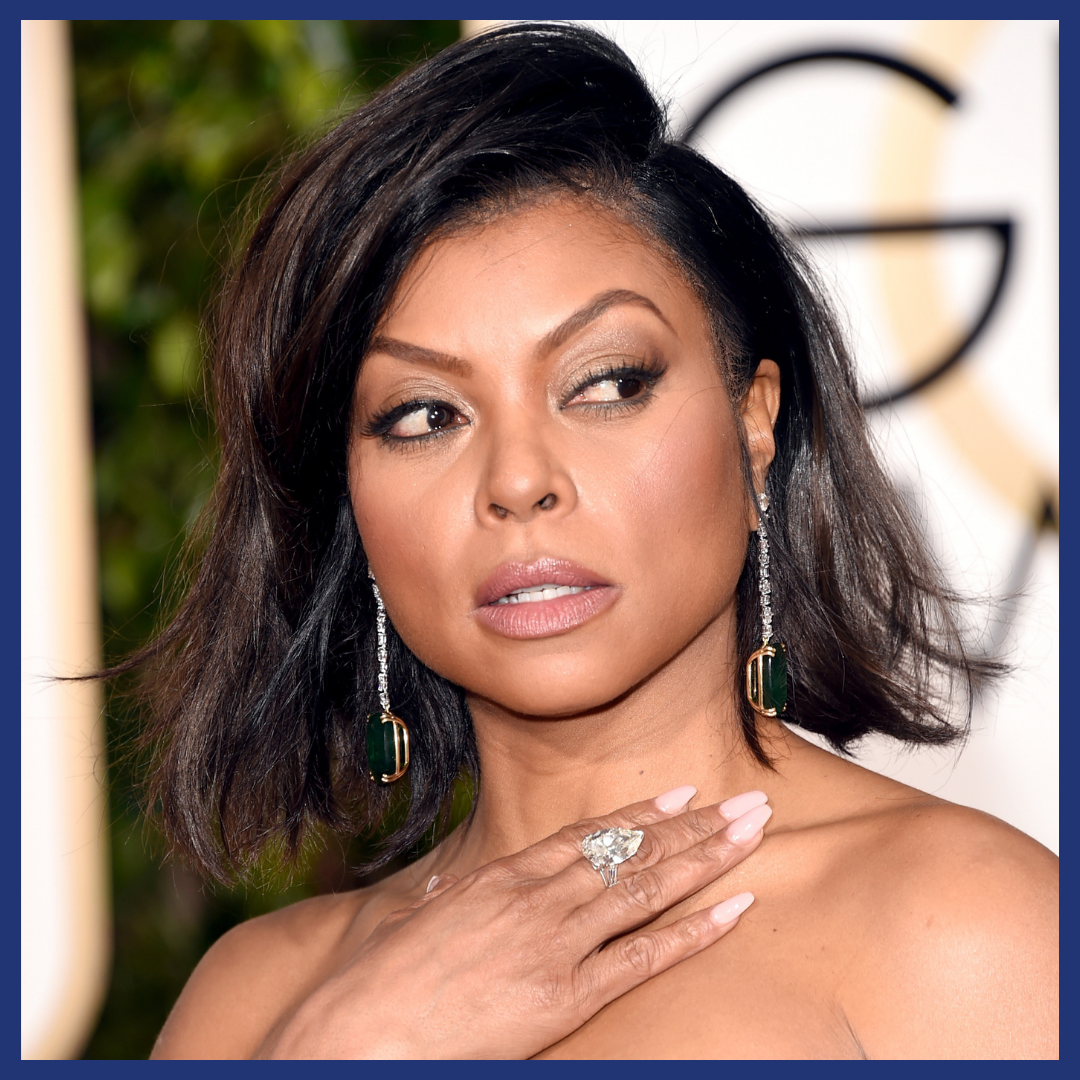 Taraji P. Henson in Kimberly McDonald earrings with Gemfields emeralds at the 2016 Golden Globes.