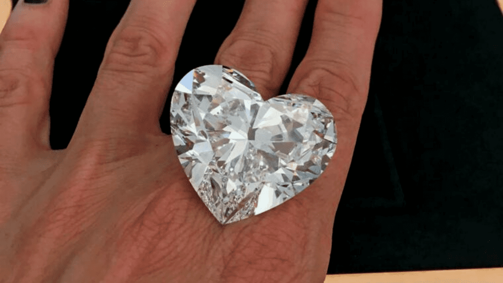 The Graff Venus, weighs 118.78-carats, and is the largest flawless heart-shape diamond ever certified by the GIA
