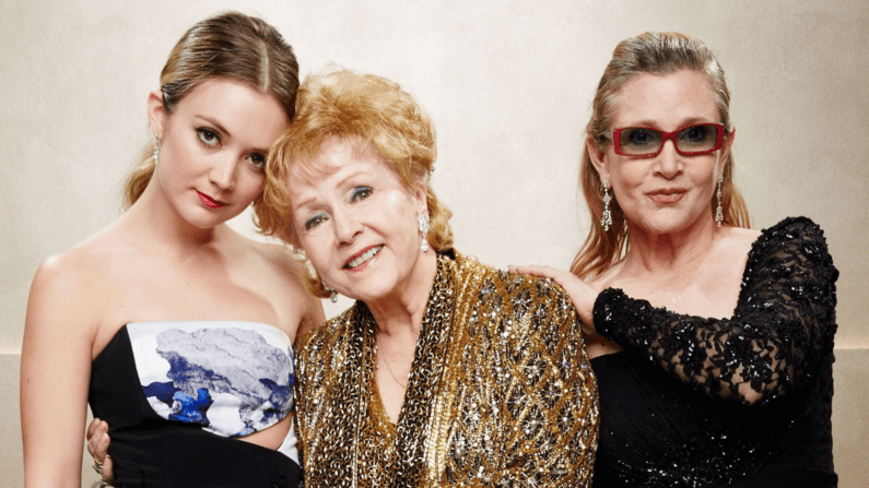 Three generations of Hollywood ROyalty, Debbie, Carrie, and Billie