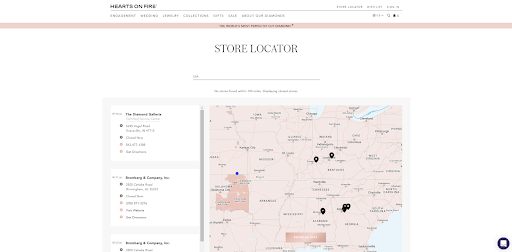 Hearts on Fire store locator