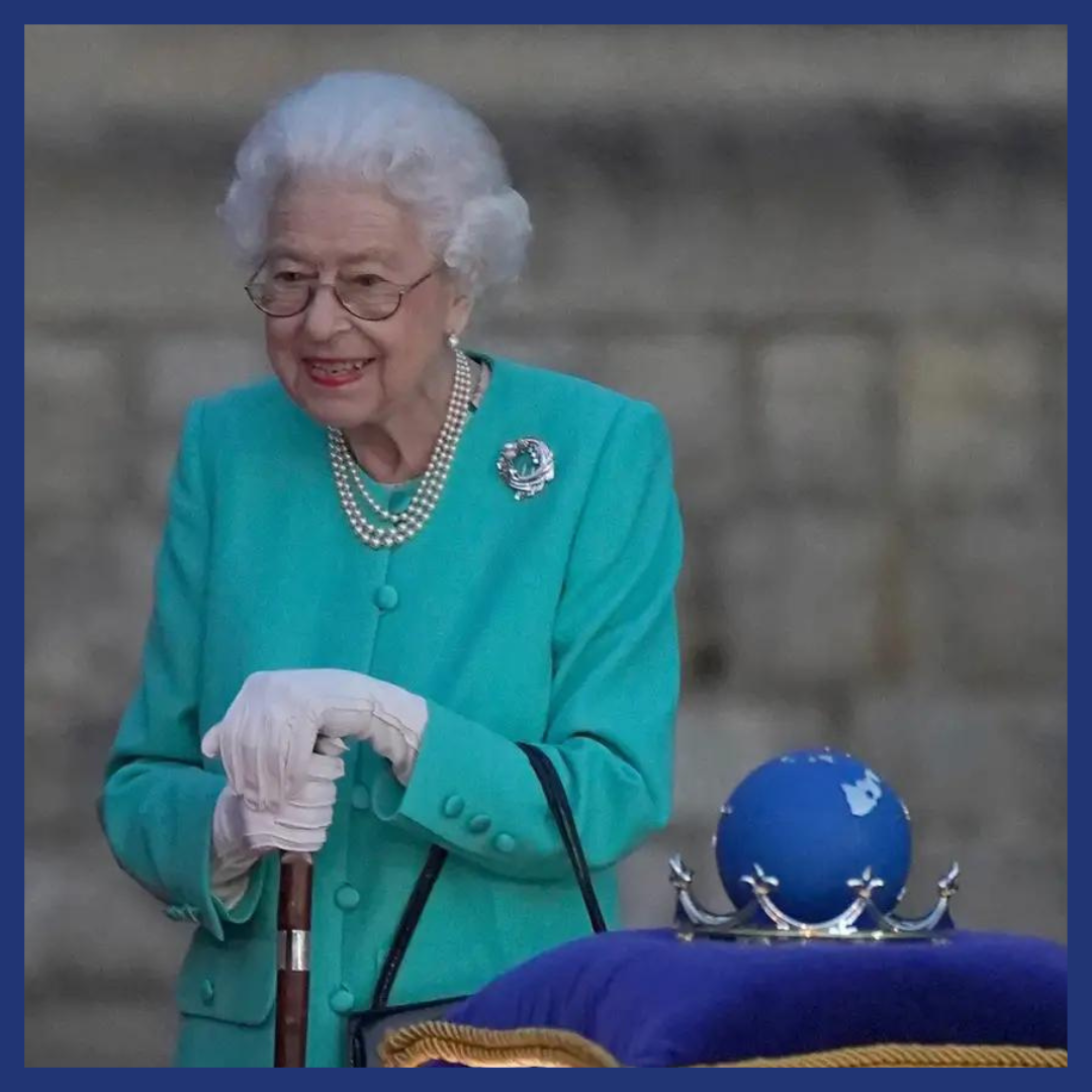 Queen Elizabeth leading the lighting of the principal Jubilee beacon at Windsor Castle on June 2, 2022.