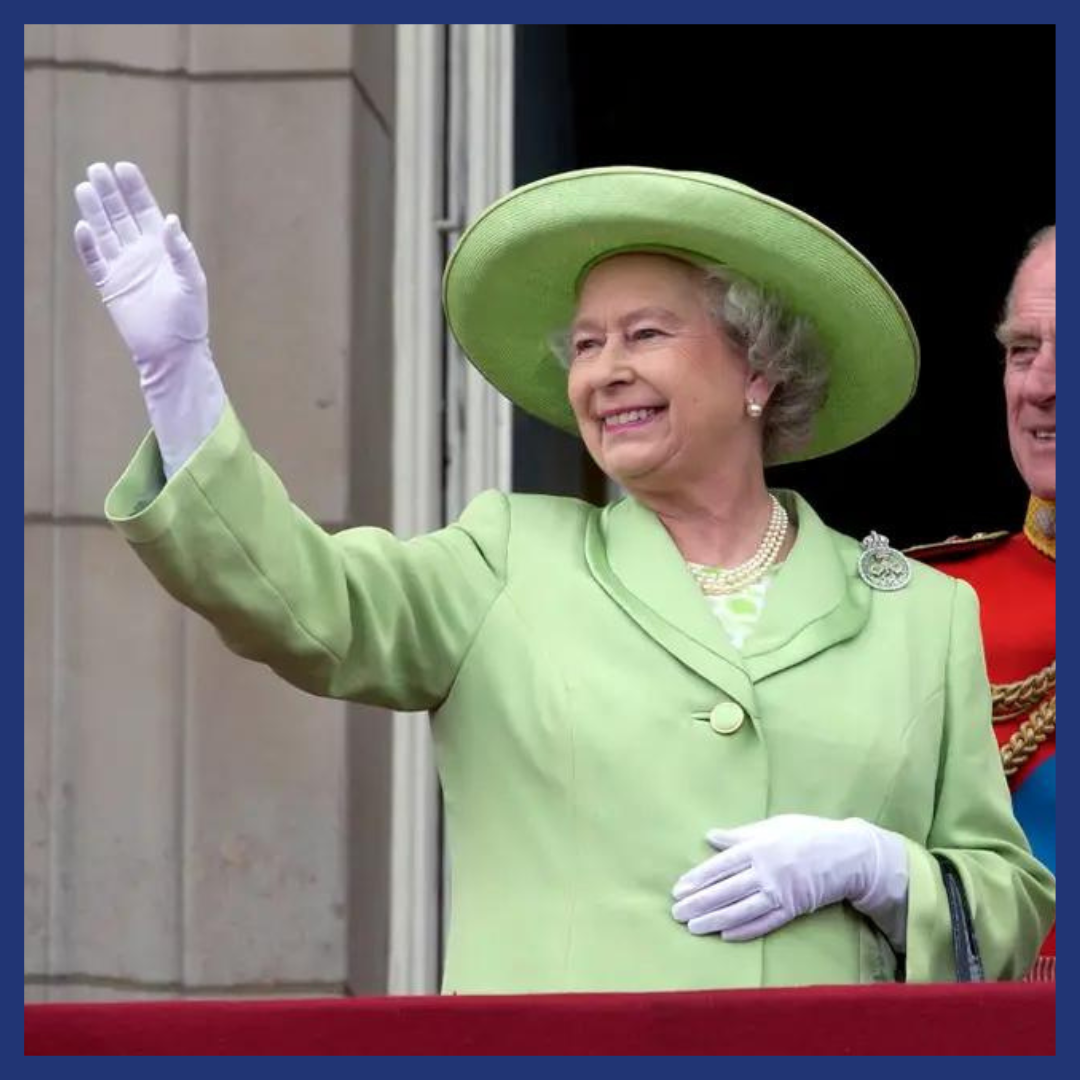 The Queen on the balcony of Buckingham Palace during Trooping the Colour on June 15, 2002. 