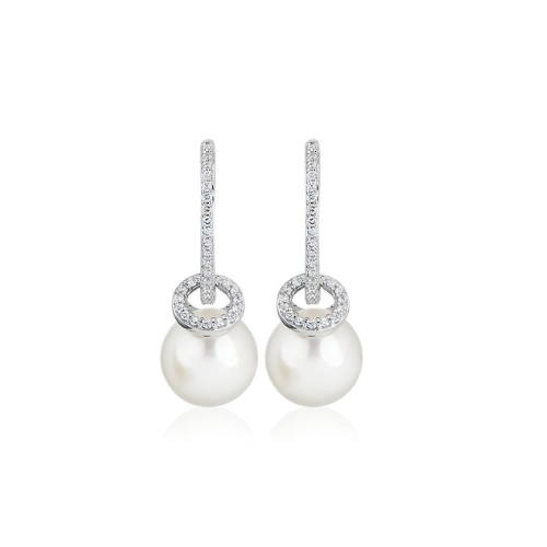 Diamond Drop Earrings in 14k White Gold