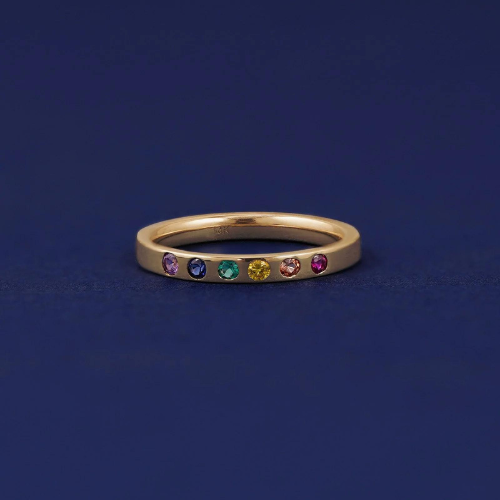 Rainbow Band in Solid 14k Gold