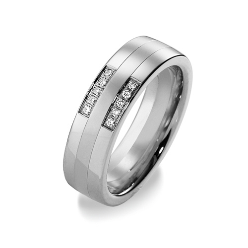 Impressive 6mm Banded Wedding Ring with 10 Diamonds