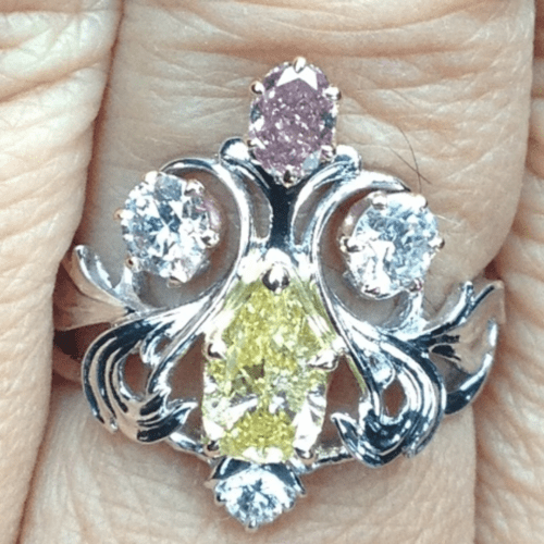 bespoke colored diamond ring