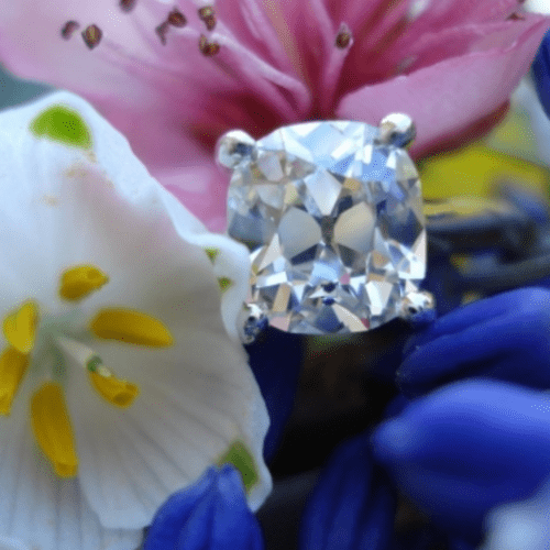 diamond ring among flowers