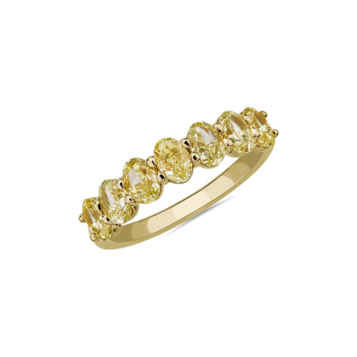 7-Stone Oval Yellow Diamond Ring in 18k Yellow Gold.