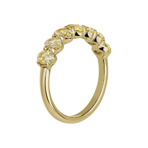 7-Stone Oval Yellow Diamond Ring in 18k Yellow Gold.