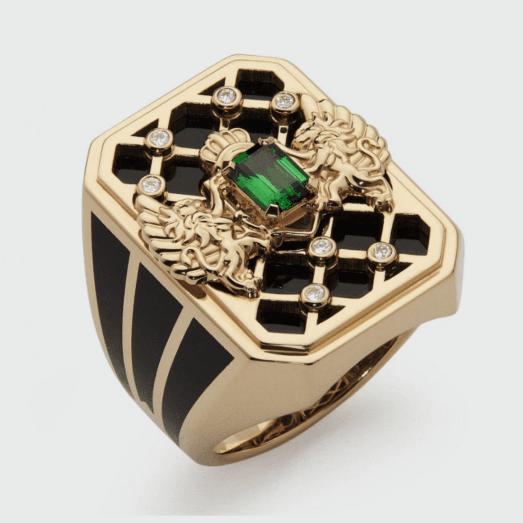 Balmain Fine Jewelry - Gold and Black with Emerald Center Stone Ring