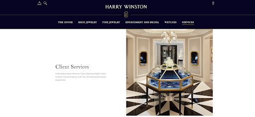 Harry Winston web page in where you can request assistance