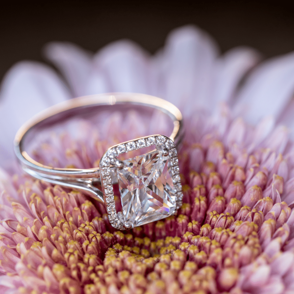 diamond ring in a flower