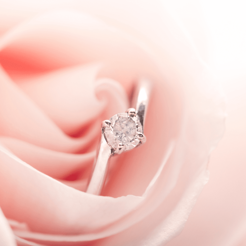 diamond ring in a rose