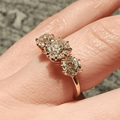 three stone diamond engagement ring