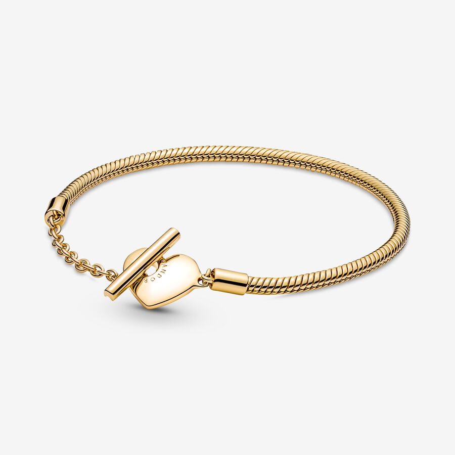 Pandora Moments Heart T-Bar Snake Chain Bracelet.