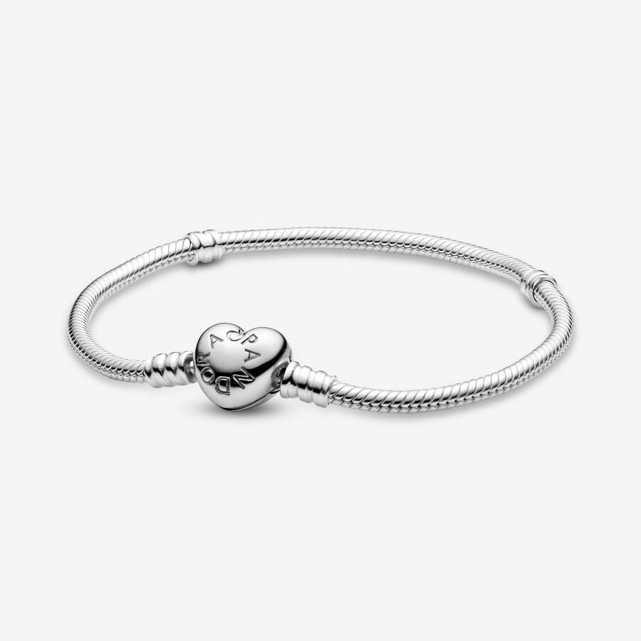 Pandora Moments Heart Clasp Snake Chain Bracelet.