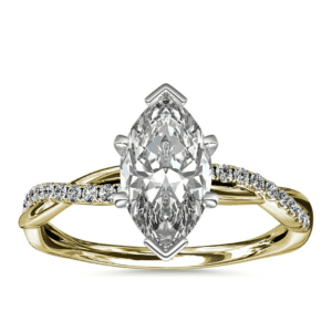 Petite Twist Diamond Engagement Ring in 14k Yellow Gold - Setting Only.