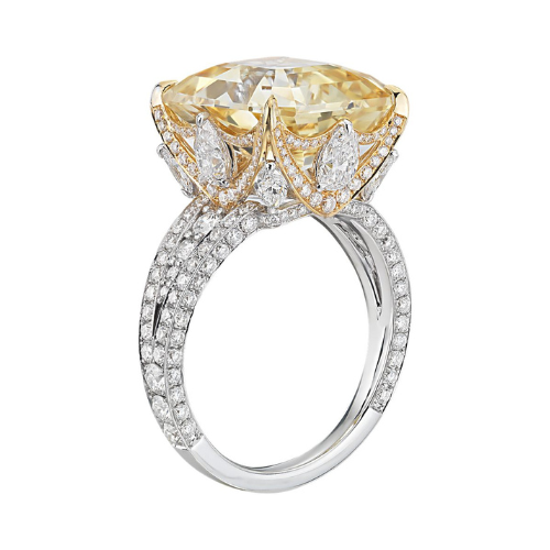 Emerald-Cut Yellow Sapphire and Diamond Ring in 18k White and Yellow Gold at Blue Nile