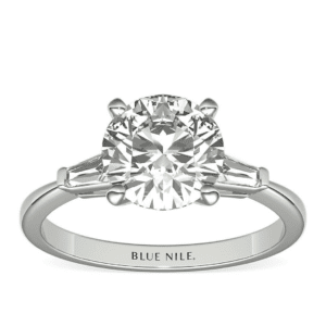 Tapered Baguette Diamond Engagement Ring in 14k White Gold - Setting Only.