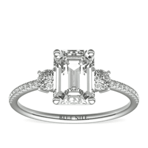 Petite Micropavé Trio Diamond Engagement Ring in Platinum - Setting Only.