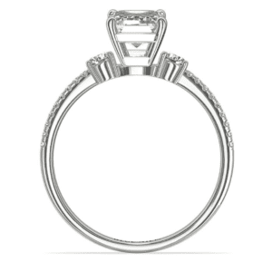 Petite Micropavé Trio Diamond Engagement Ring in Platinum - Setting Only.