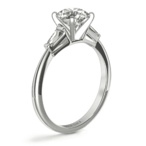 Tapered Baguette Diamond Engagement Ring in 14k White Gold - Setting Only.