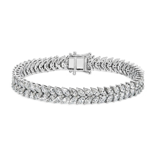 Double Row Marquise Diamond Bracelet in 18k White Gold.