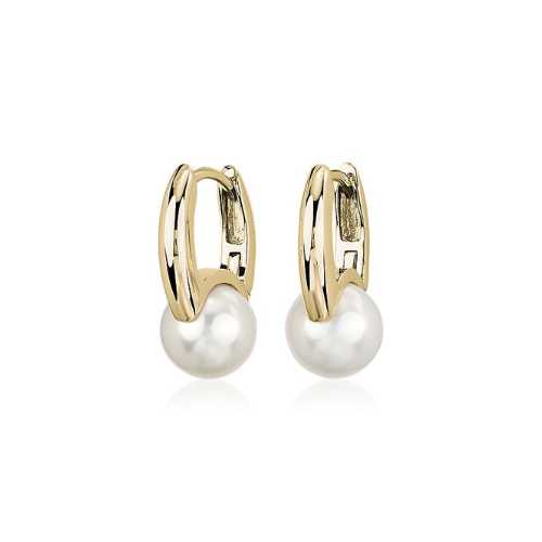 Freshwater Cultured Pearl Drop Fashion Earrings in 14k Yellow Gold.