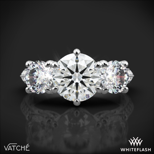 18k White Gold Vatche 324 Swan Three Stone Engagement Ring.