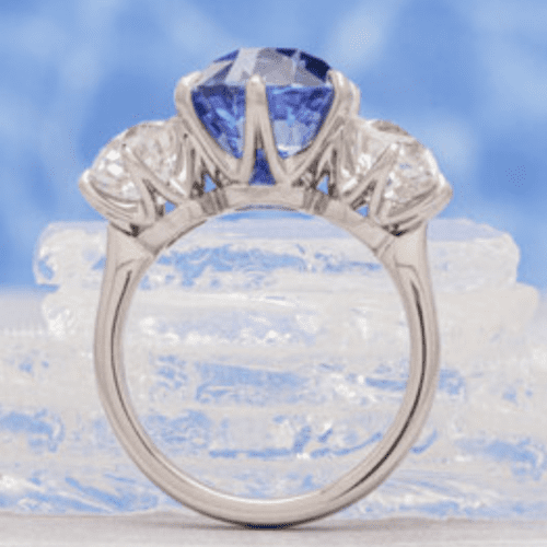 diamond and sapphire three-stone ring
