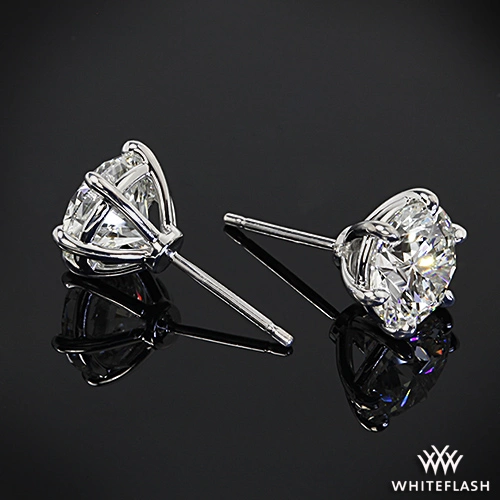 Platinum 6 Prong "Martini" Diamond Earrings - Settings Only