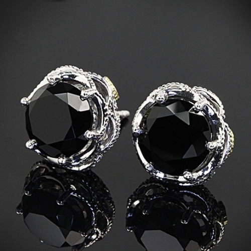 Sterling Silver with 18k Yellow Gold Accents Tacori Black Lightning Onyx Earrings.