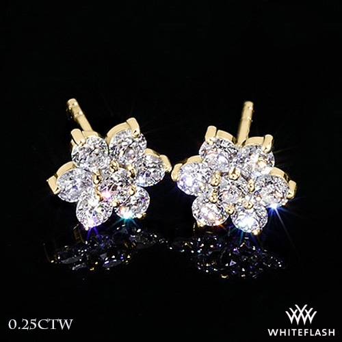 0.25ctw 14k Yellow Gold "Flower Cluster" Diamond Earrings
