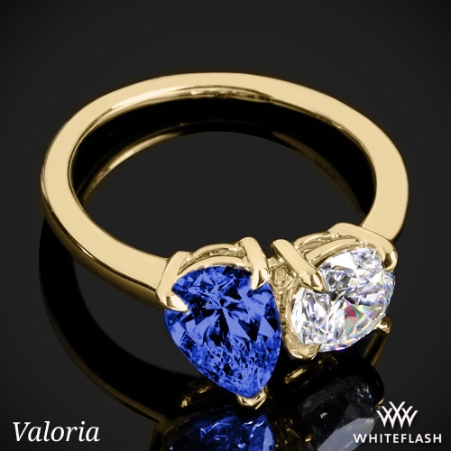 14k Yellow Gold Valoria Pear Two Stone Right Hand Ring