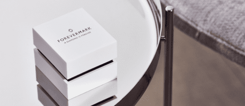 Forevermark's distinct inexpensive white packaging 