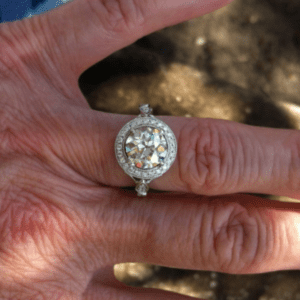 OEC diamond ring in a halo.