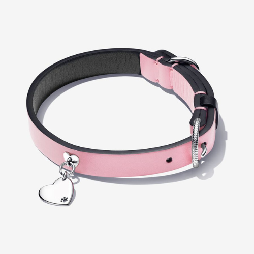 Pink Pet Collar with Engravable Heart Tag