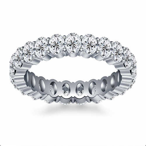 Prong Set Oval Cut Diamond Eternity Ring In 14K White Gold (4.15 - 4.95 cttw.)
