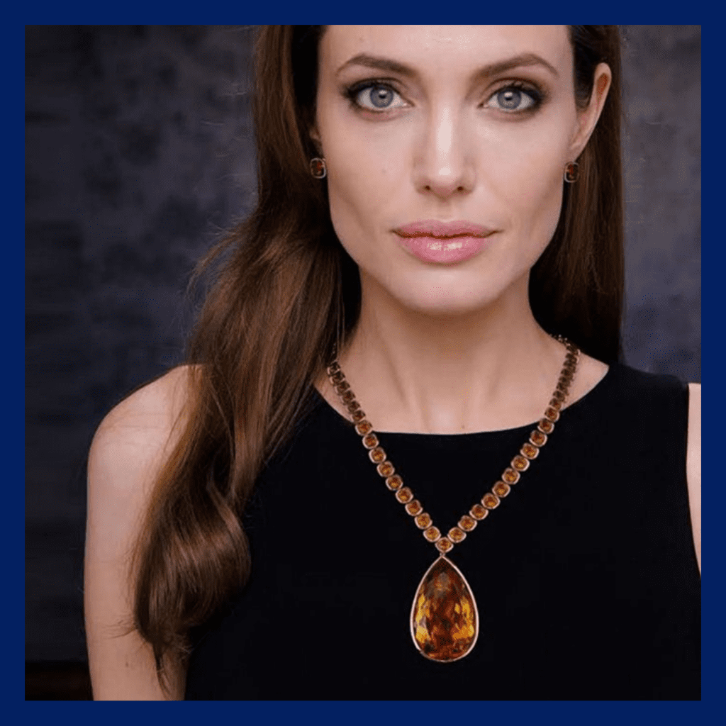 Jolie Citrine Necklace on Angelina Jolie