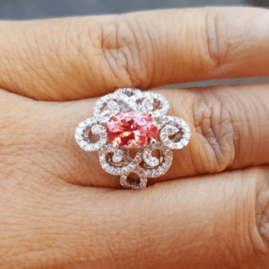 Pink mahenge spinel and diamond cocktail ring