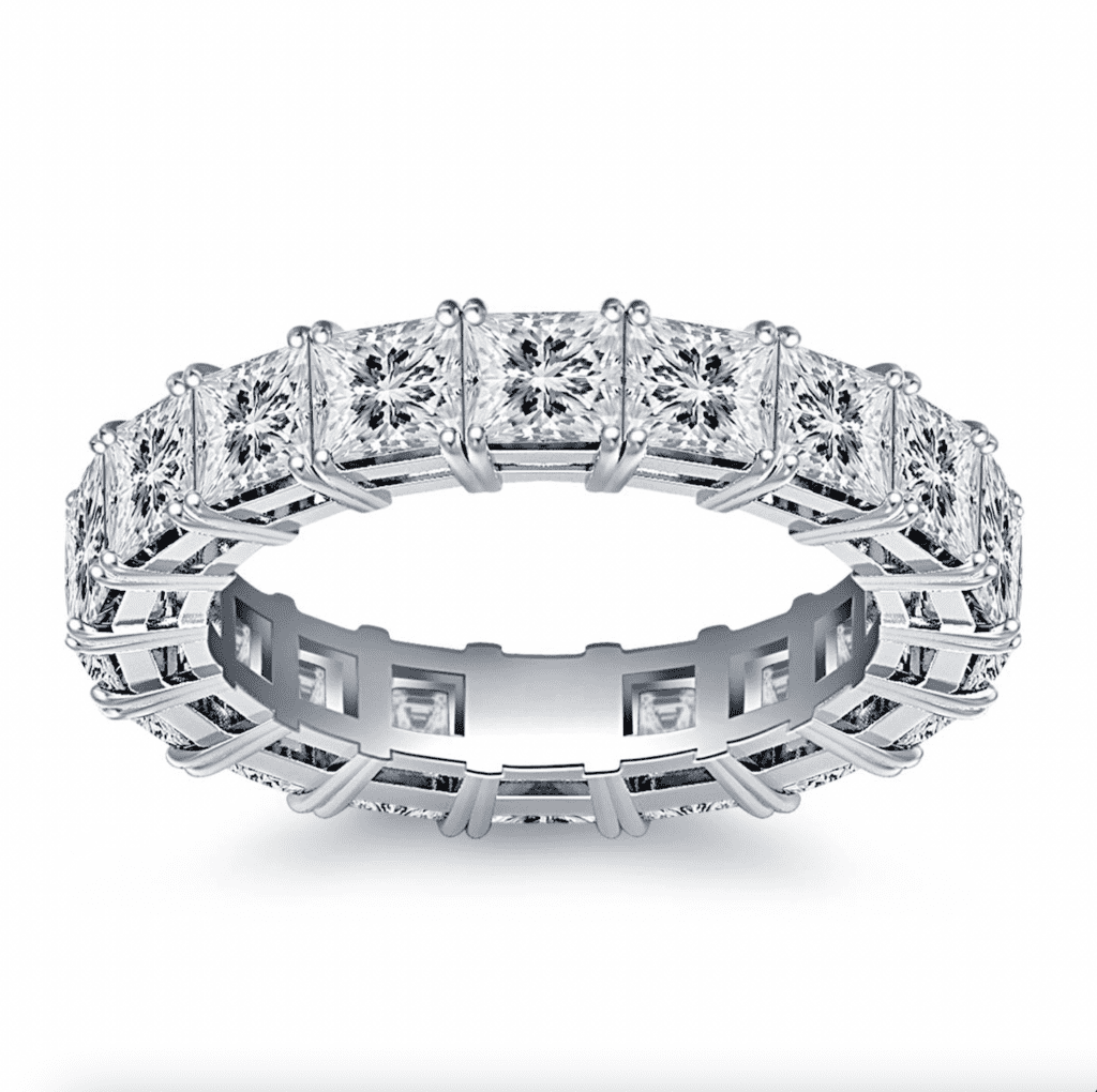 Classic Prong Set Princess Cut Diamond Eternity Ring In Platinum