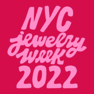 NYC Jewelry Week written in light pink on a hot pink background