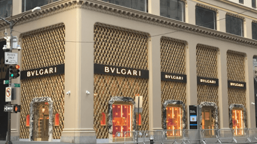 Bvlgari's golden storefront in NYC