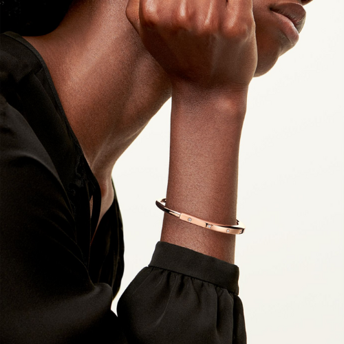 Tiffany Lock Bangle in Rose Gold with Diamond Accents