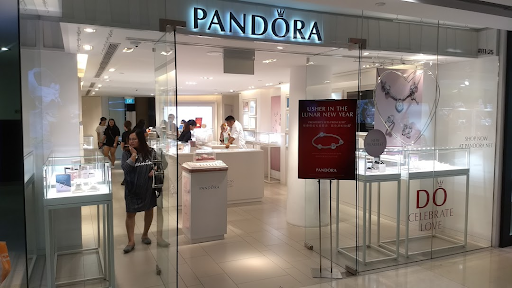 Pandora's modern, bright white storefront