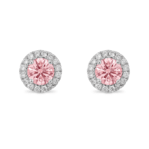 Pink Stud Earrings in Halos