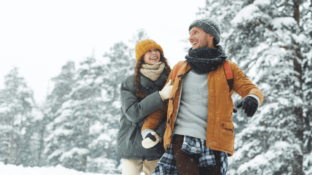 A Couple Walking In The Snow