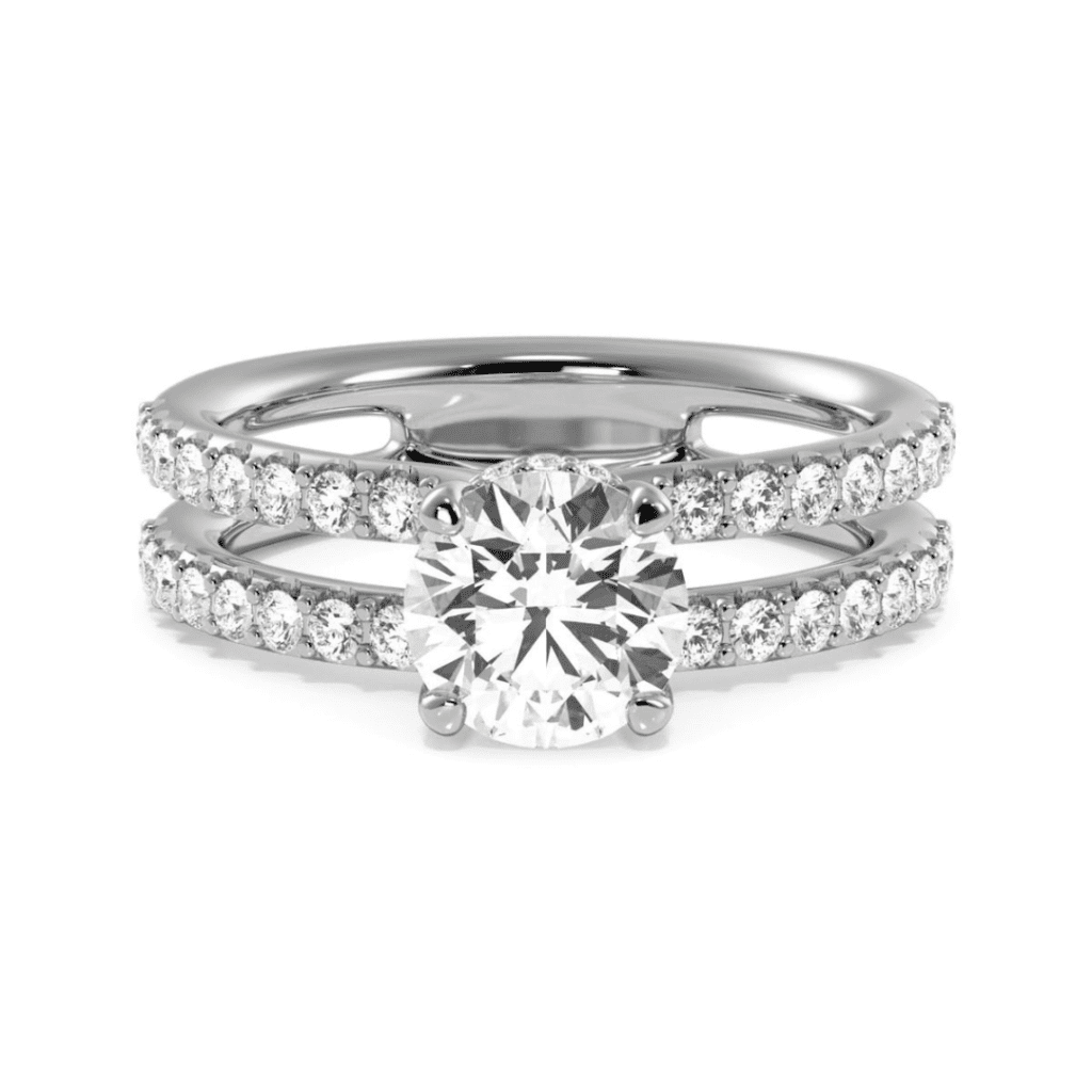 Double Row Diamond Engagement Ring