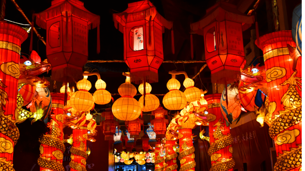 red and gold lanterns