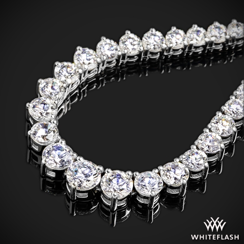 14k White Gold Three-Prong Graduated Diamond Tennis Necklace at Whiteflash